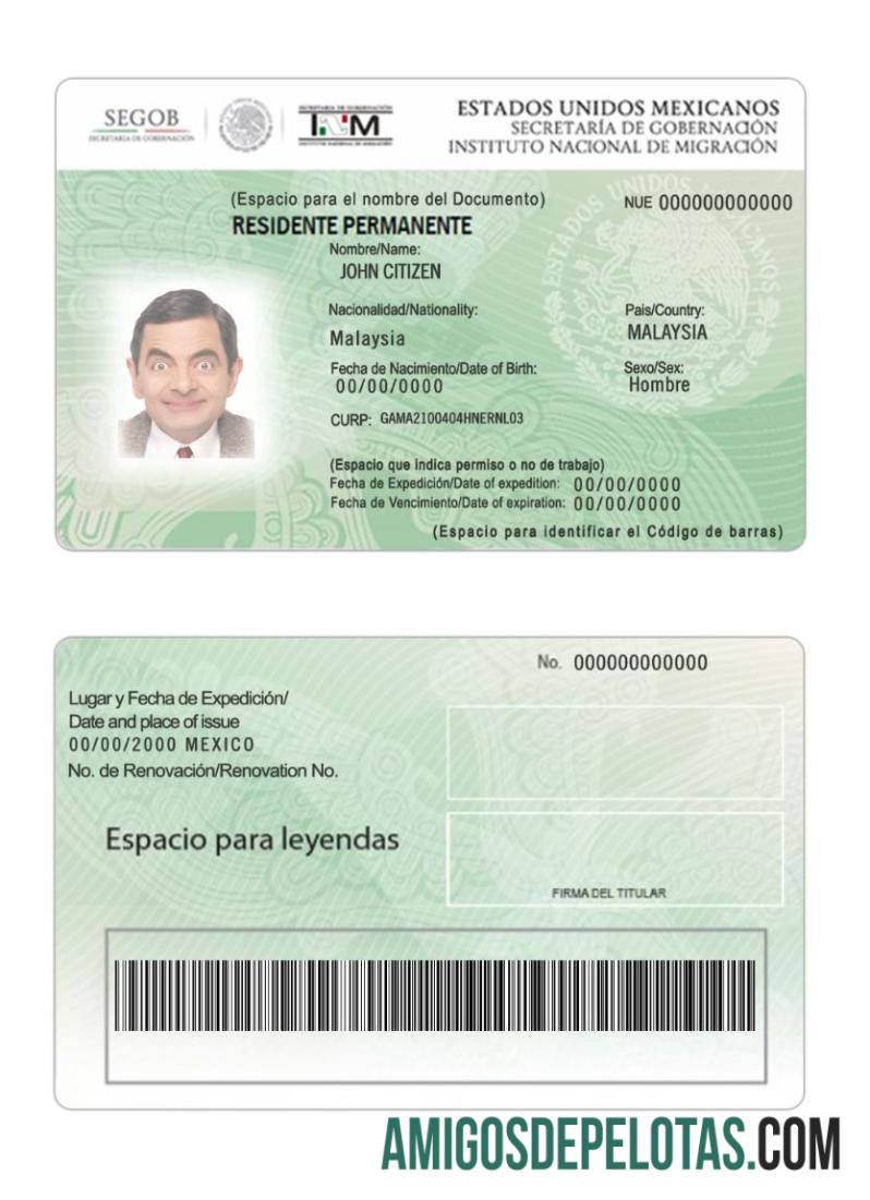 Green Card do México (autorização de residência) baixar para verificação